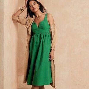 Banana Republic Green 100% Cotton Poplin Sleeveless Midi Dress Size 0